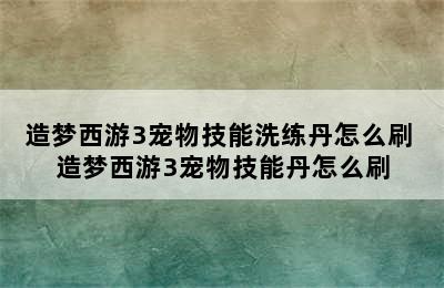 造梦西游3宠物技能洗练丹怎么刷 造梦西游3宠物技能丹怎么刷